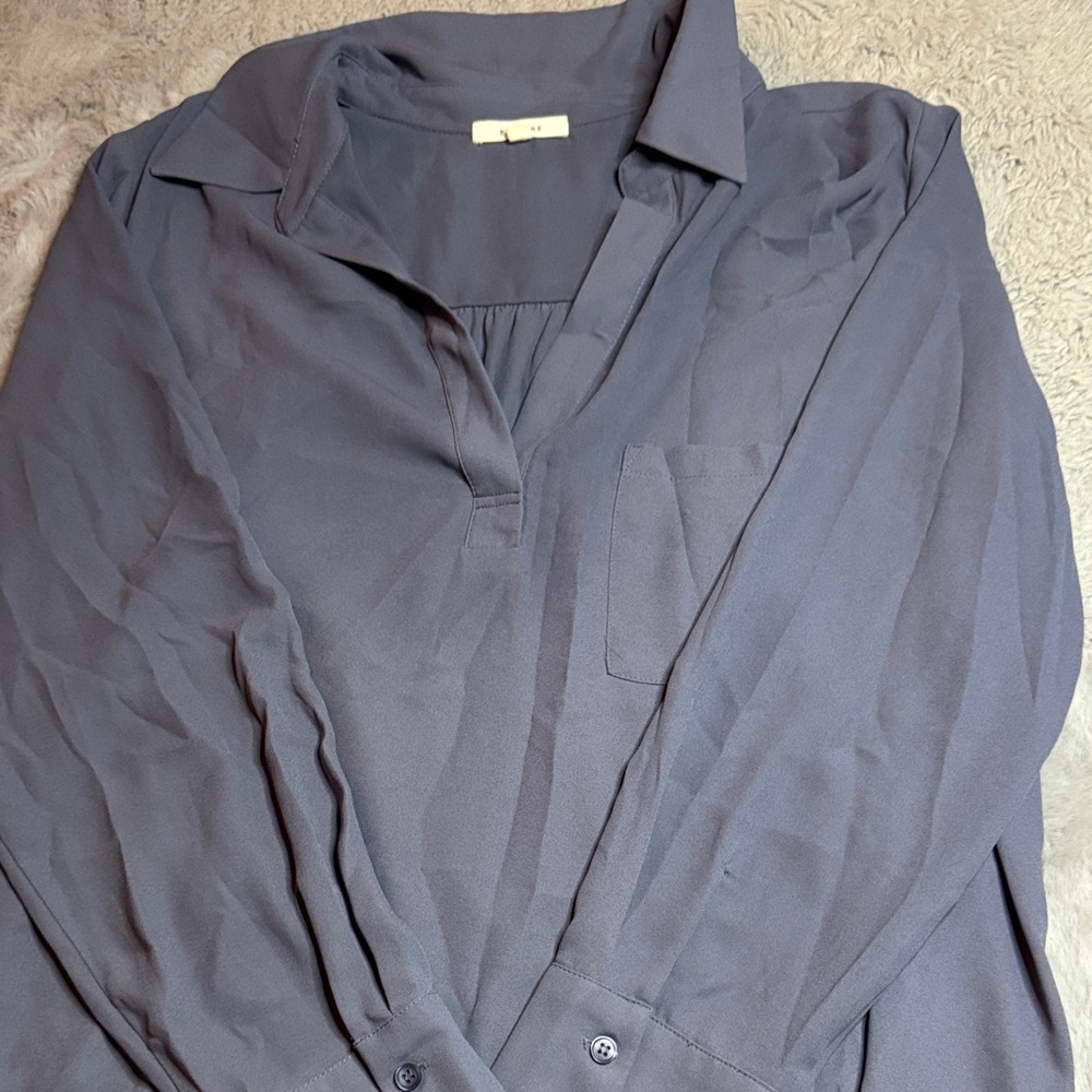 Pleione Charcoal Button-Up Blouse